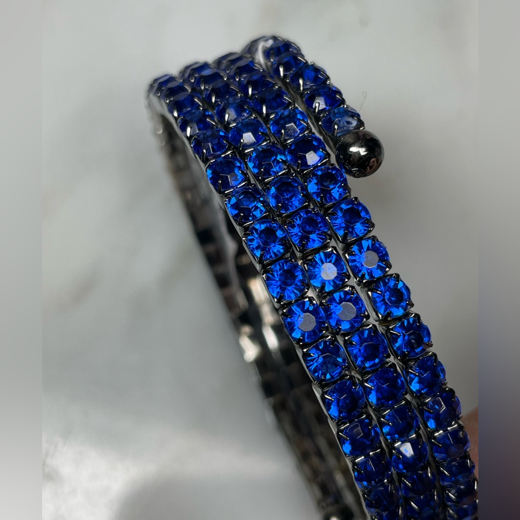 Blue Spiral Rhinestone Bracelet